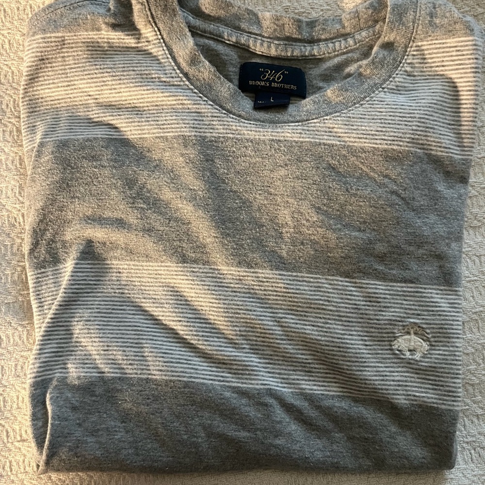Brooks Brothers 346 Gray Striped Crewneck Sweatshirt